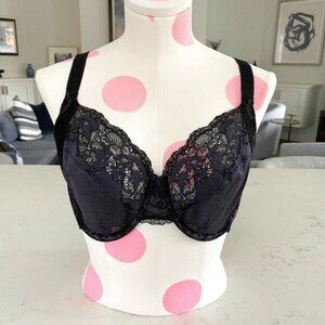 Wacoal Lace Affair Underwire Full Figure Bra Black   Graphite Sz 34DDD